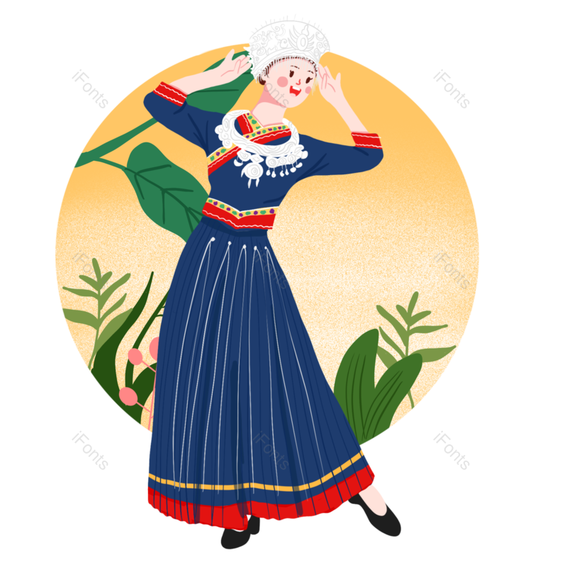 民族风图片,少数民族元素,插画PNG,卡通造型免抠素材